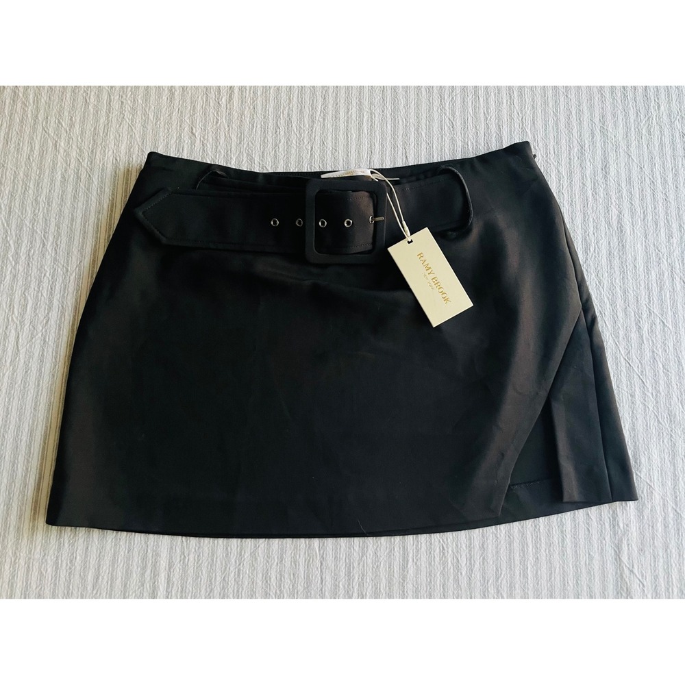 Ramy Brook Black Belted Mini Skirt A05236009 Size 8 New With Tags